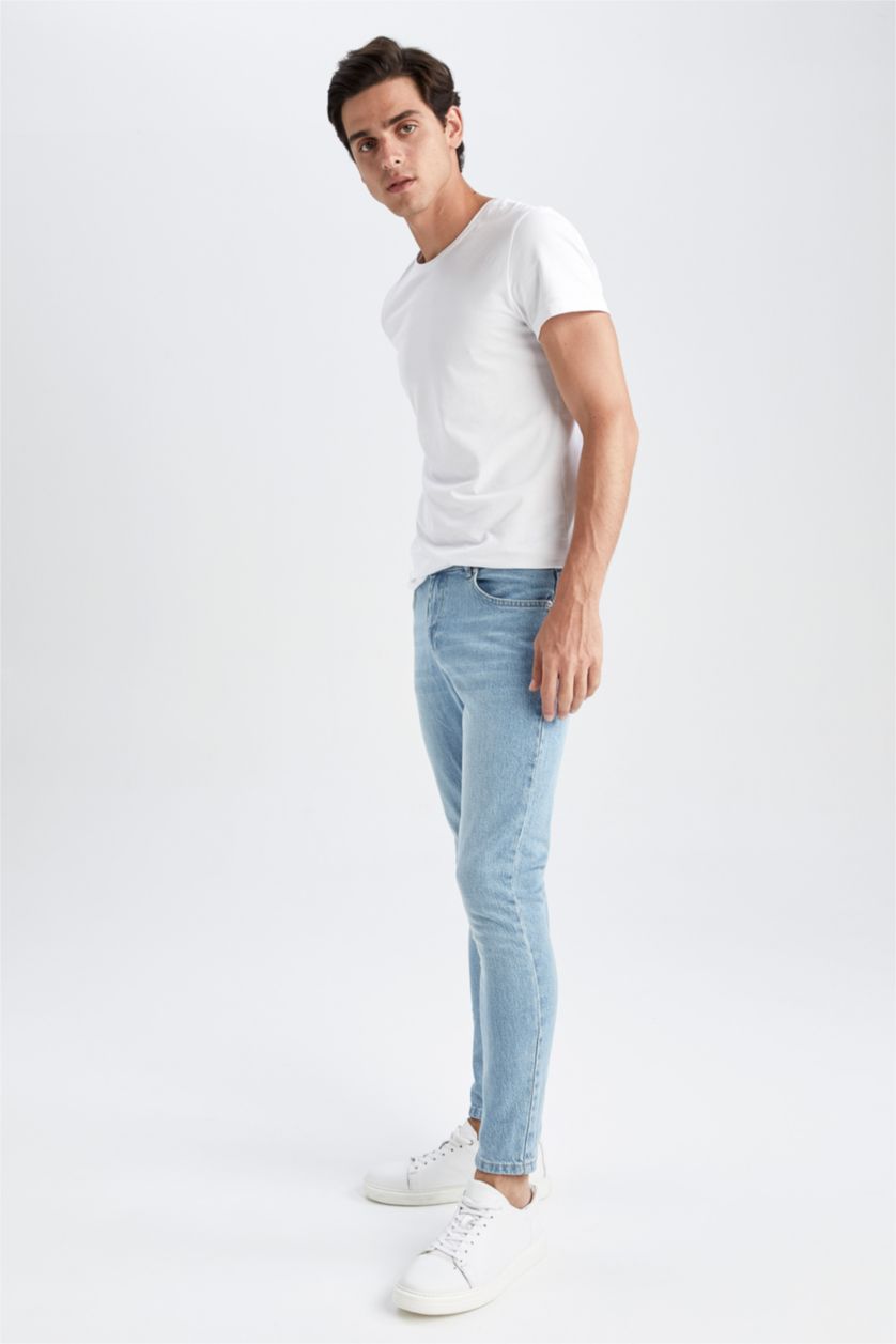 HOMME BLEU Clair Pantalon Coupe carotte
