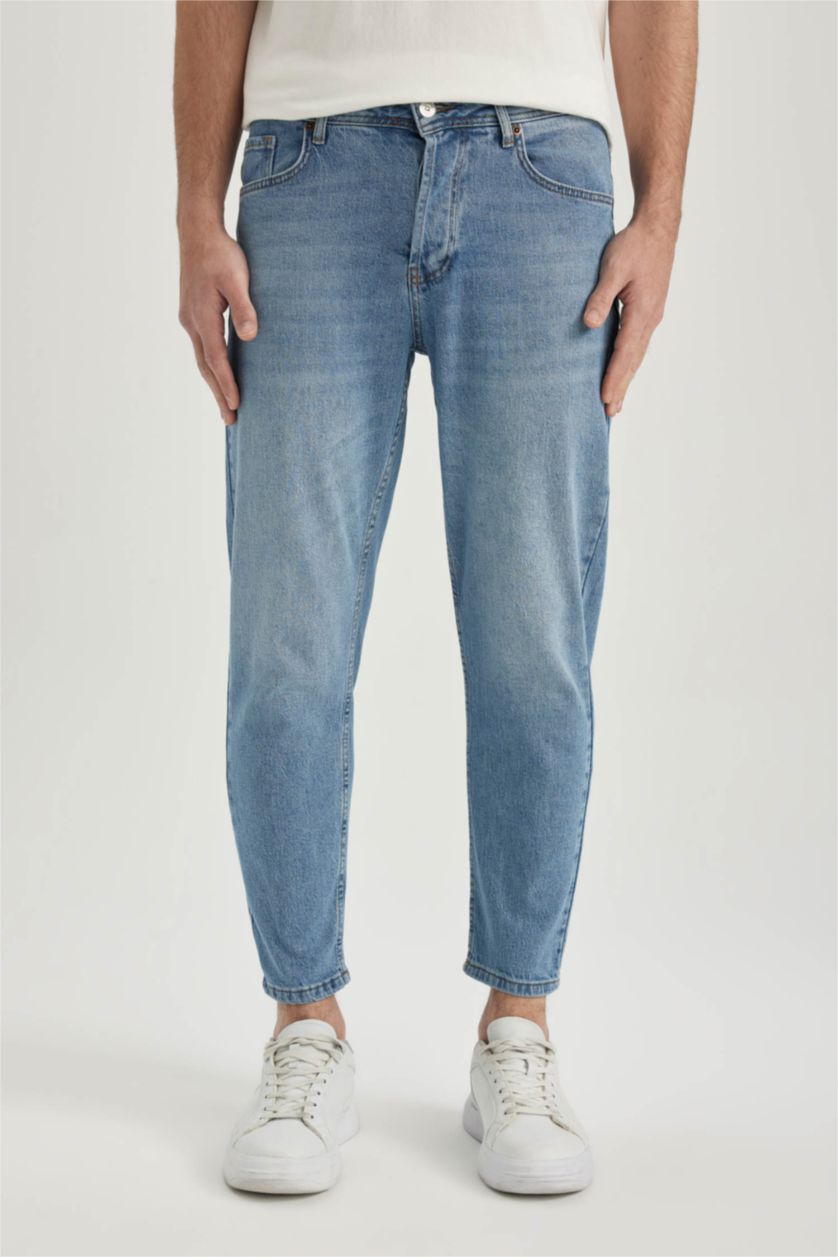 HOMME Bleu Pantalon Coupe carotte