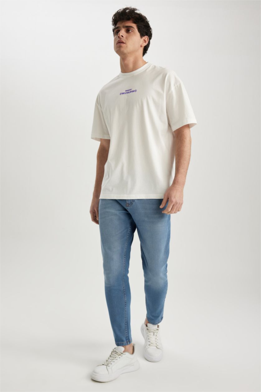 HOMME Bleu Pantalon Coupe carotte