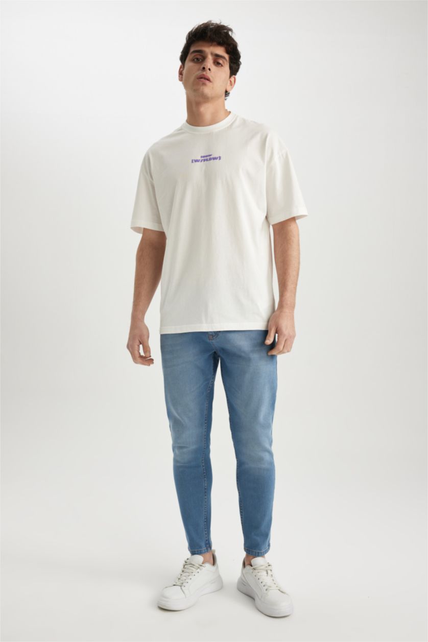 HOMME Bleu Pantalon Coupe carotte