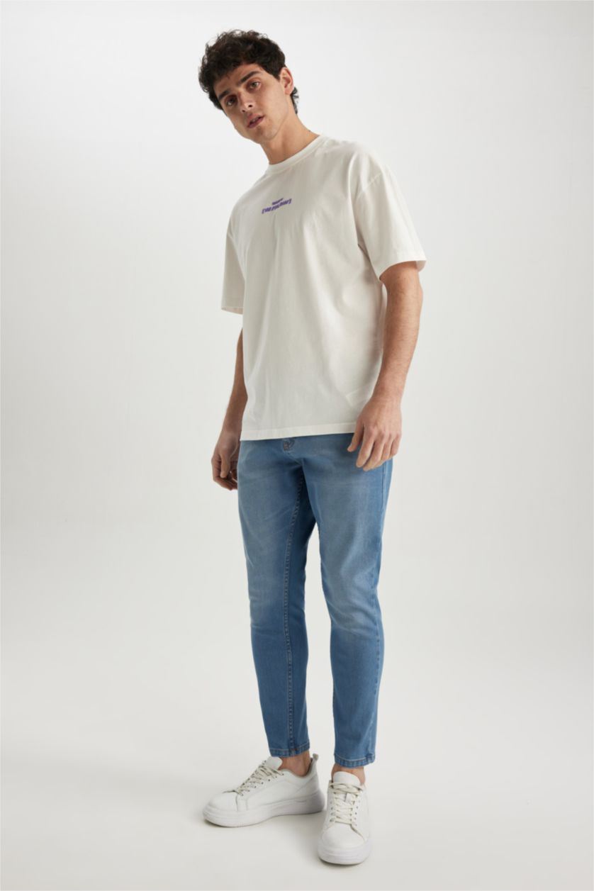HOMME Bleu Pantalon Coupe carotte