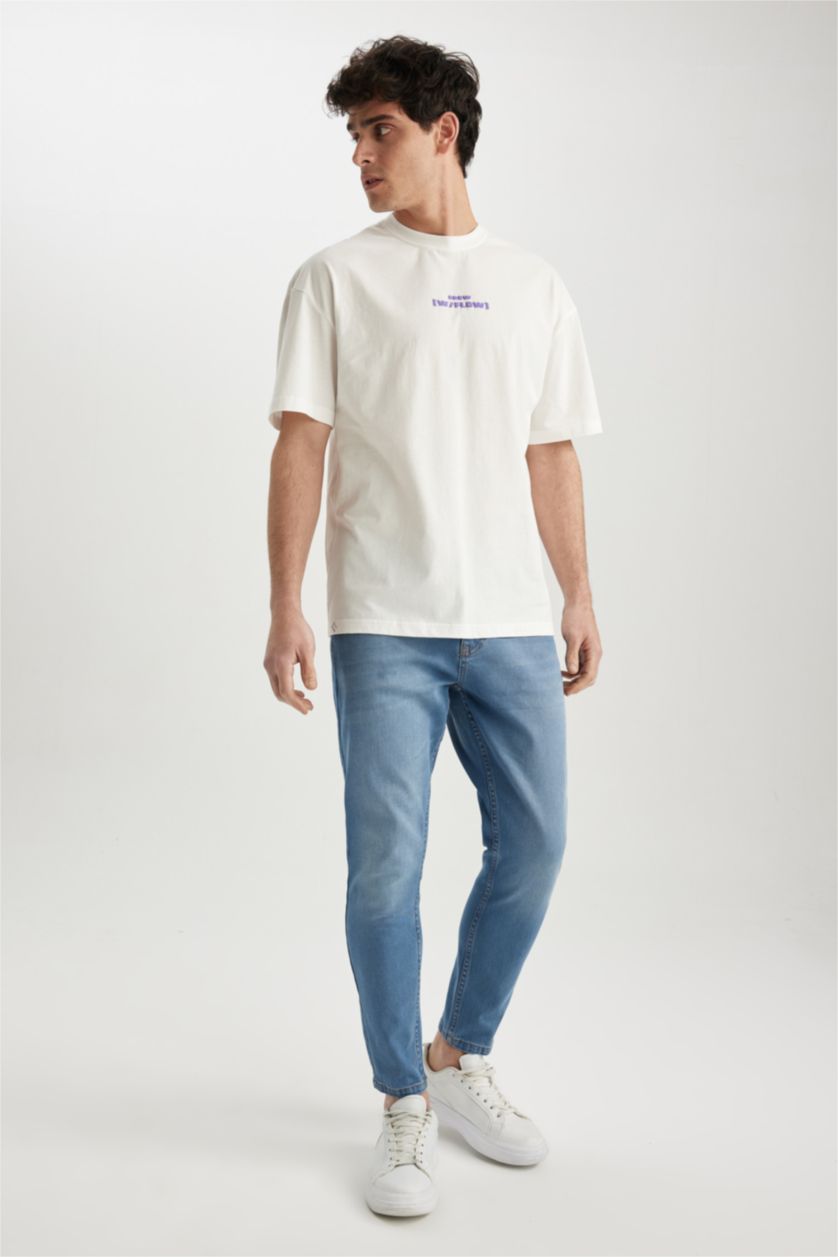 HOMME Bleu Pantalon Coupe carotte