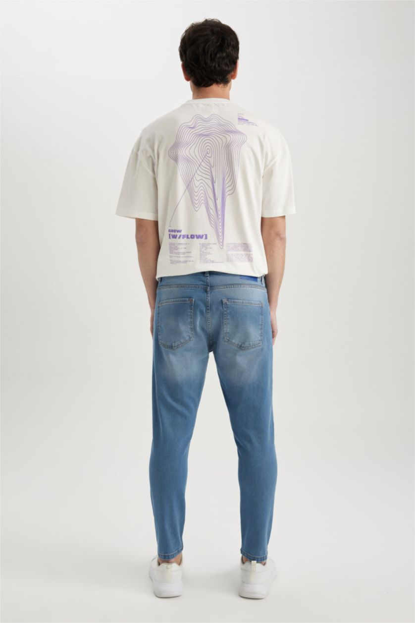 HOMME Bleu Pantalon Coupe carotte
