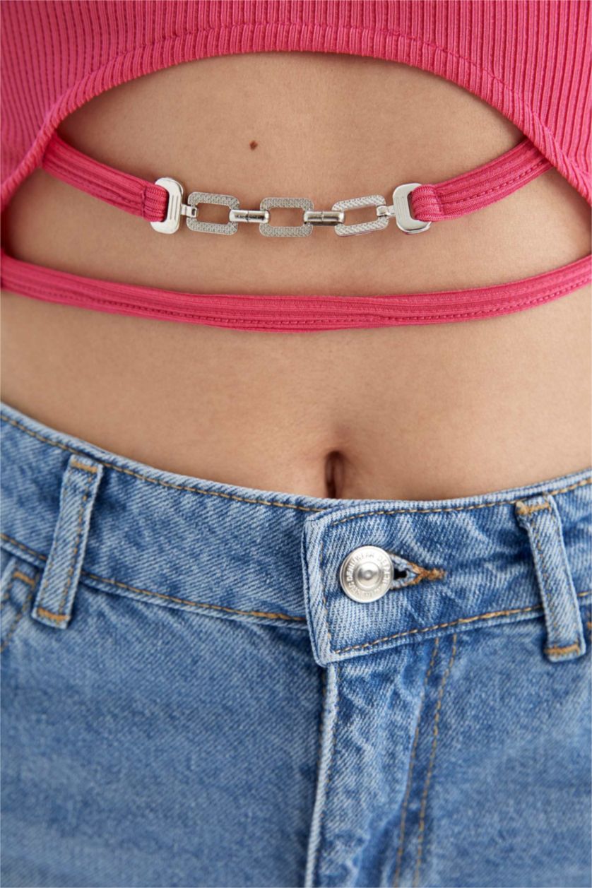 WOMAN Pembe Slim Fit Short Sleeve T-Shirt