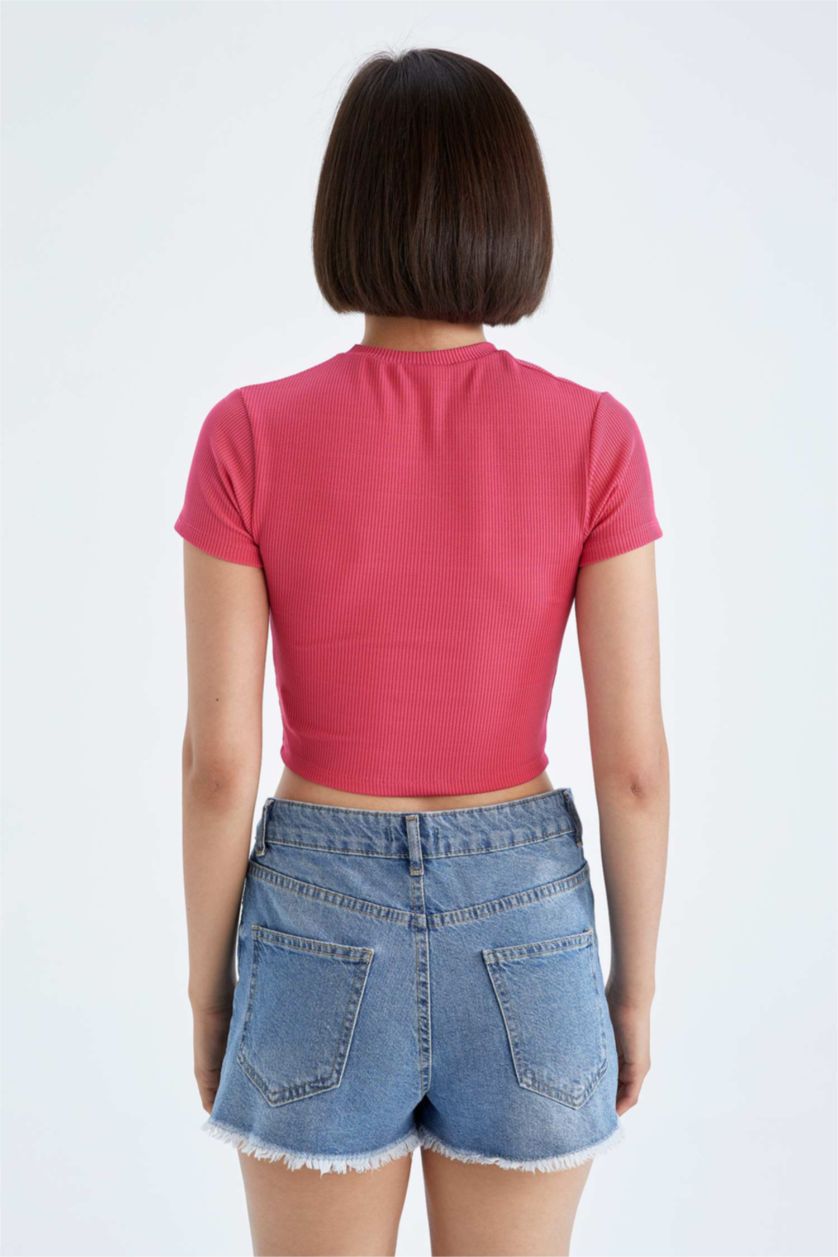 WOMAN Pembe Slim Fit Short Sleeve T-Shirt