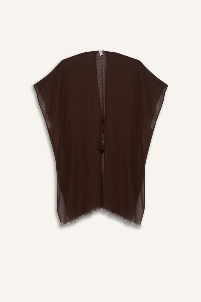 Kadın Kahve Regular Fit Pamuklu Kimono