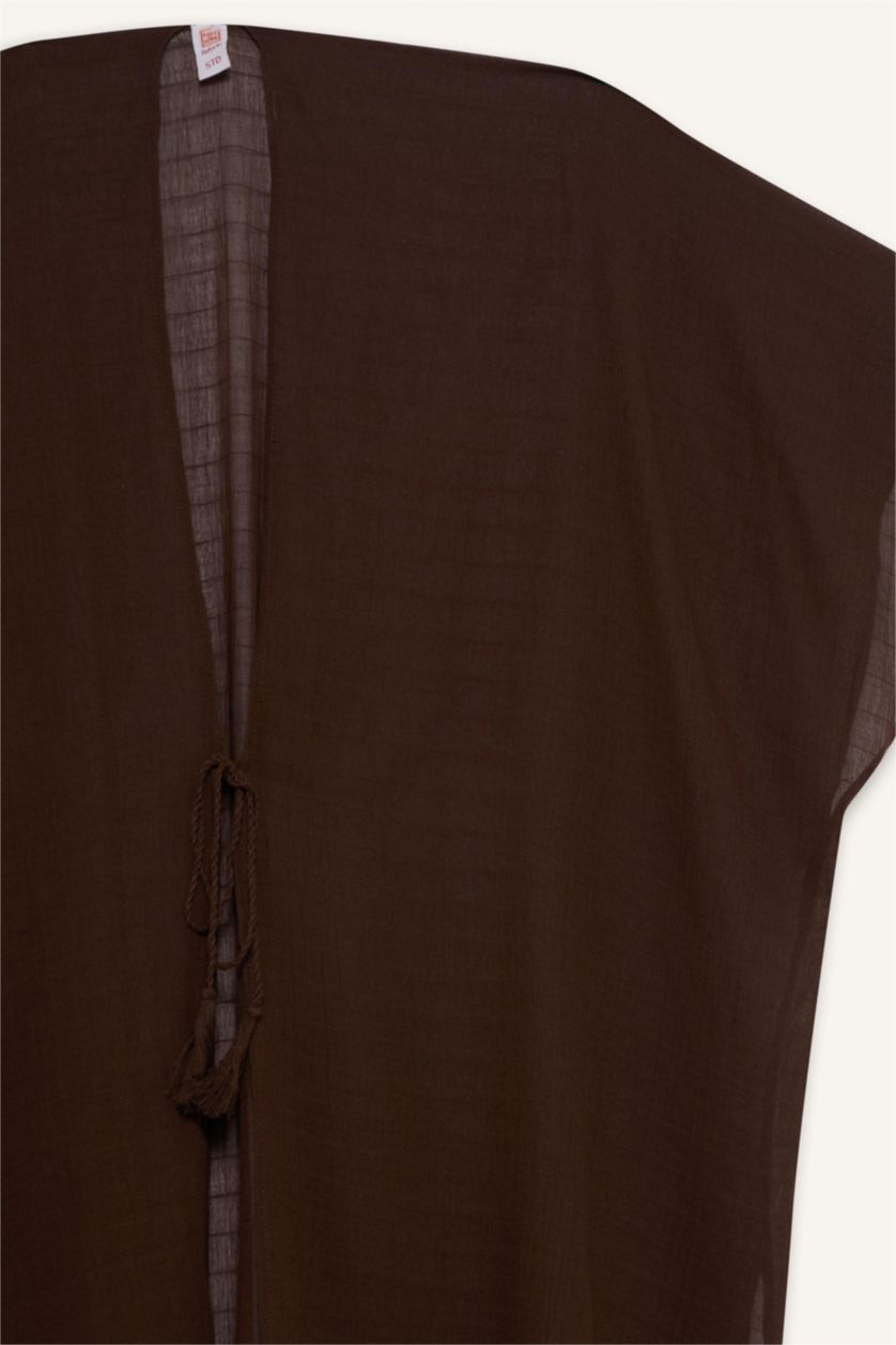 Kadın Kahve Regular Fit Pamuklu Kimono