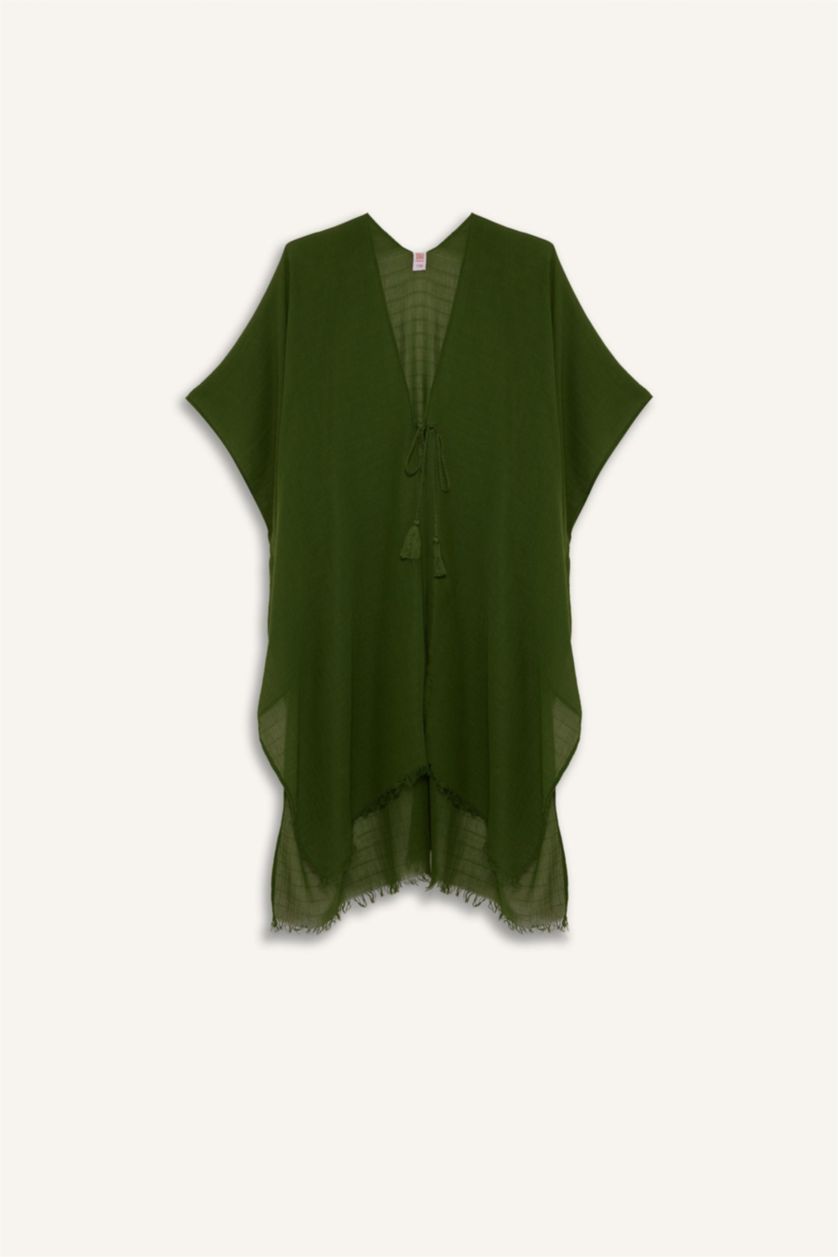 Kadın Yeşil Regular Fit Pamuklu Kimono