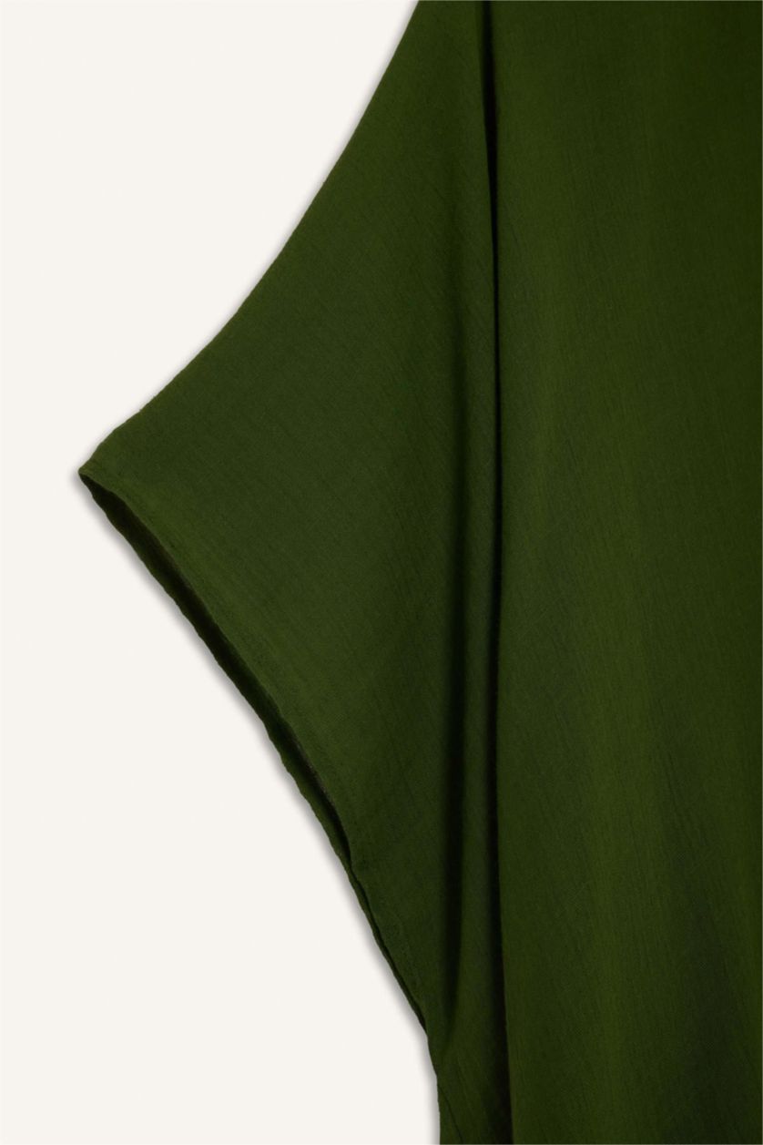 Kadın Yeşil Regular Fit Pamuklu Kimono