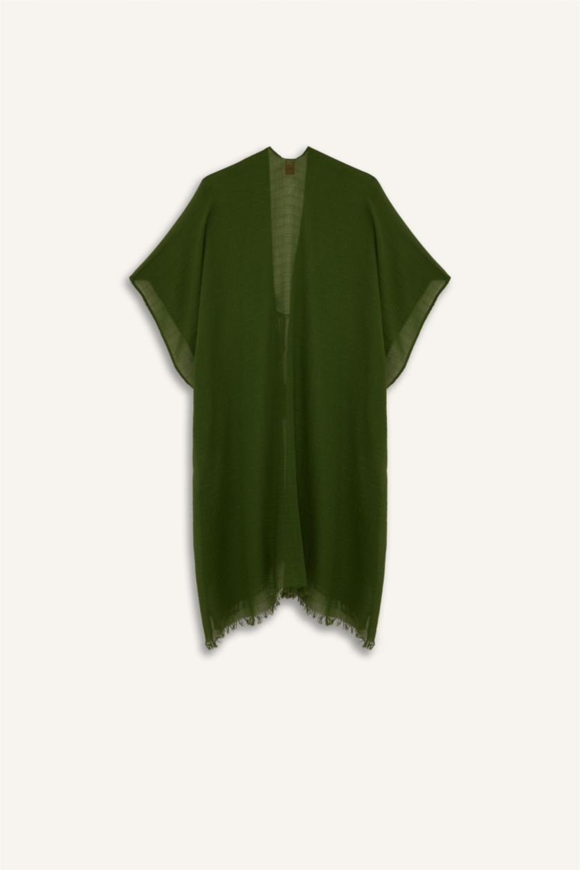 Kadın Yeşil Regular Fit Pamuklu Kimono