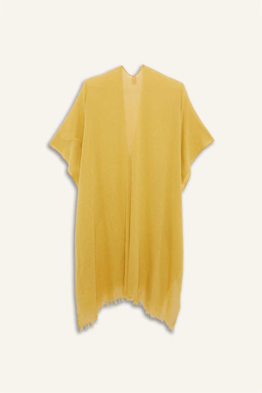 Kadın Sarı Regular Fit Pamuklu Kimono