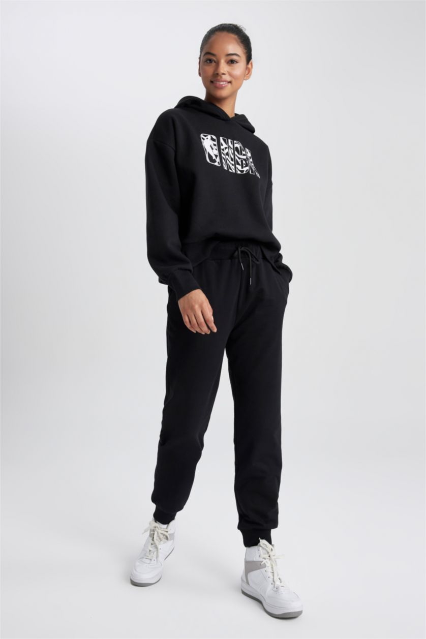 نساء أسود بنطلون سويت بانتس قصة عادية ديفاكتو فيت