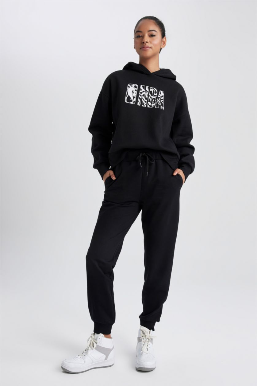 نساء أسود بنطلون سويت بانتس قصة عادية ديفاكتو فيت