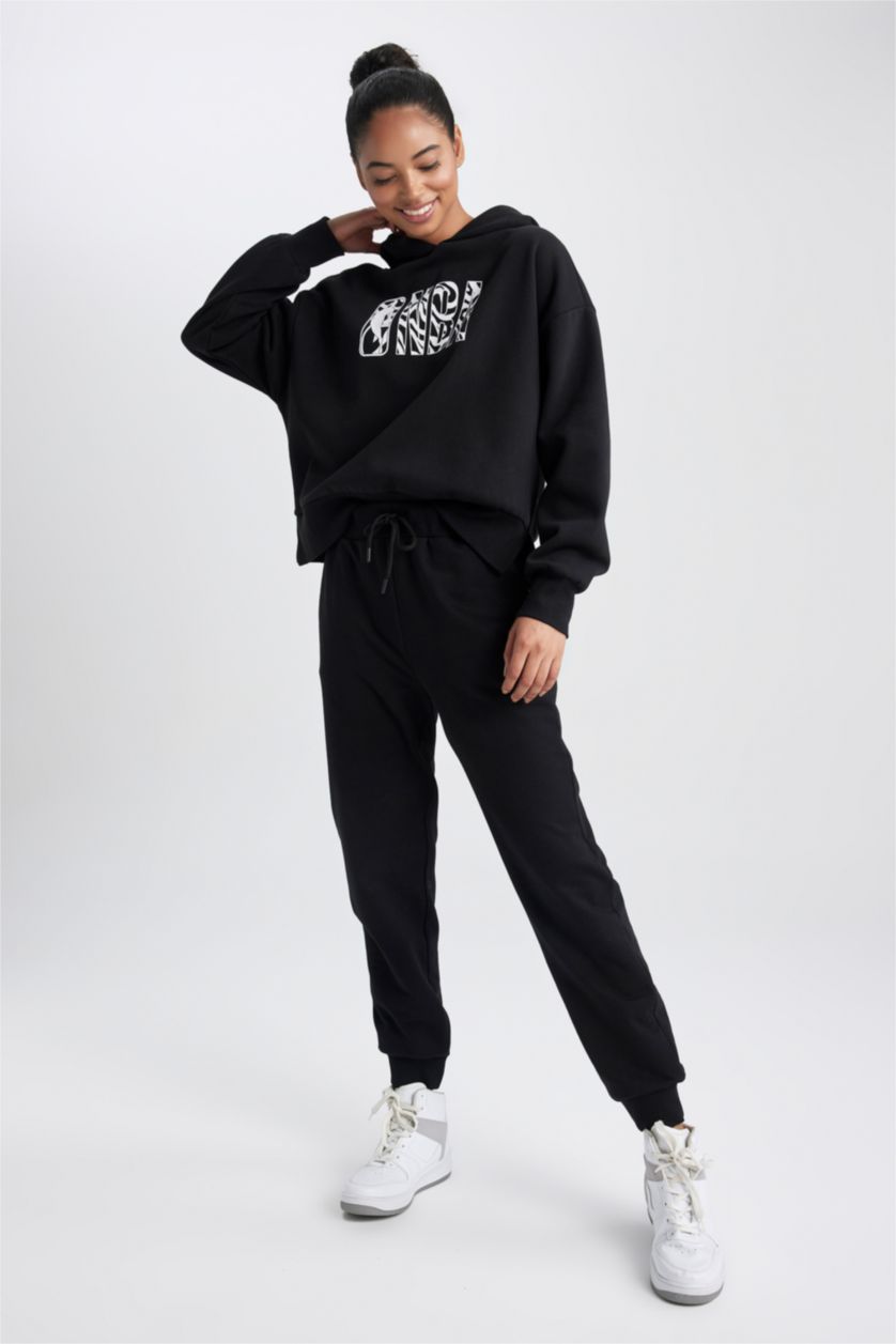 نساء أسود بنطلون سويت بانتس قصة عادية ديفاكتو فيت