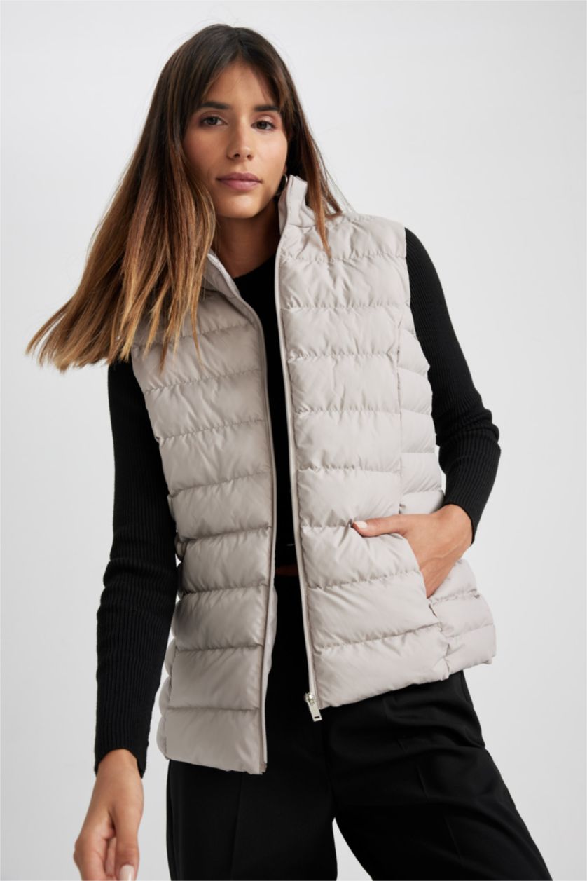 FEMME Beige Gilet Coupe Régulière