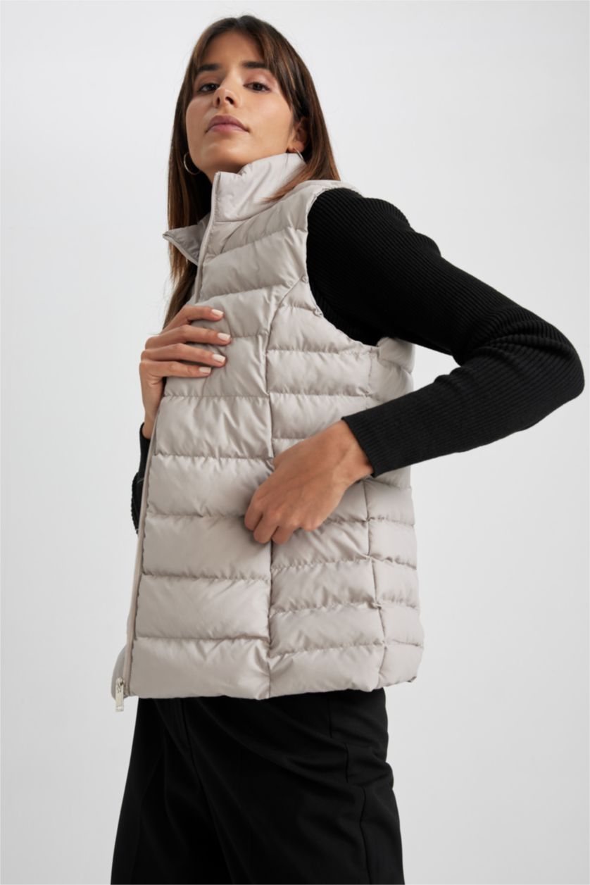FEMME Beige Gilet Coupe Régulière