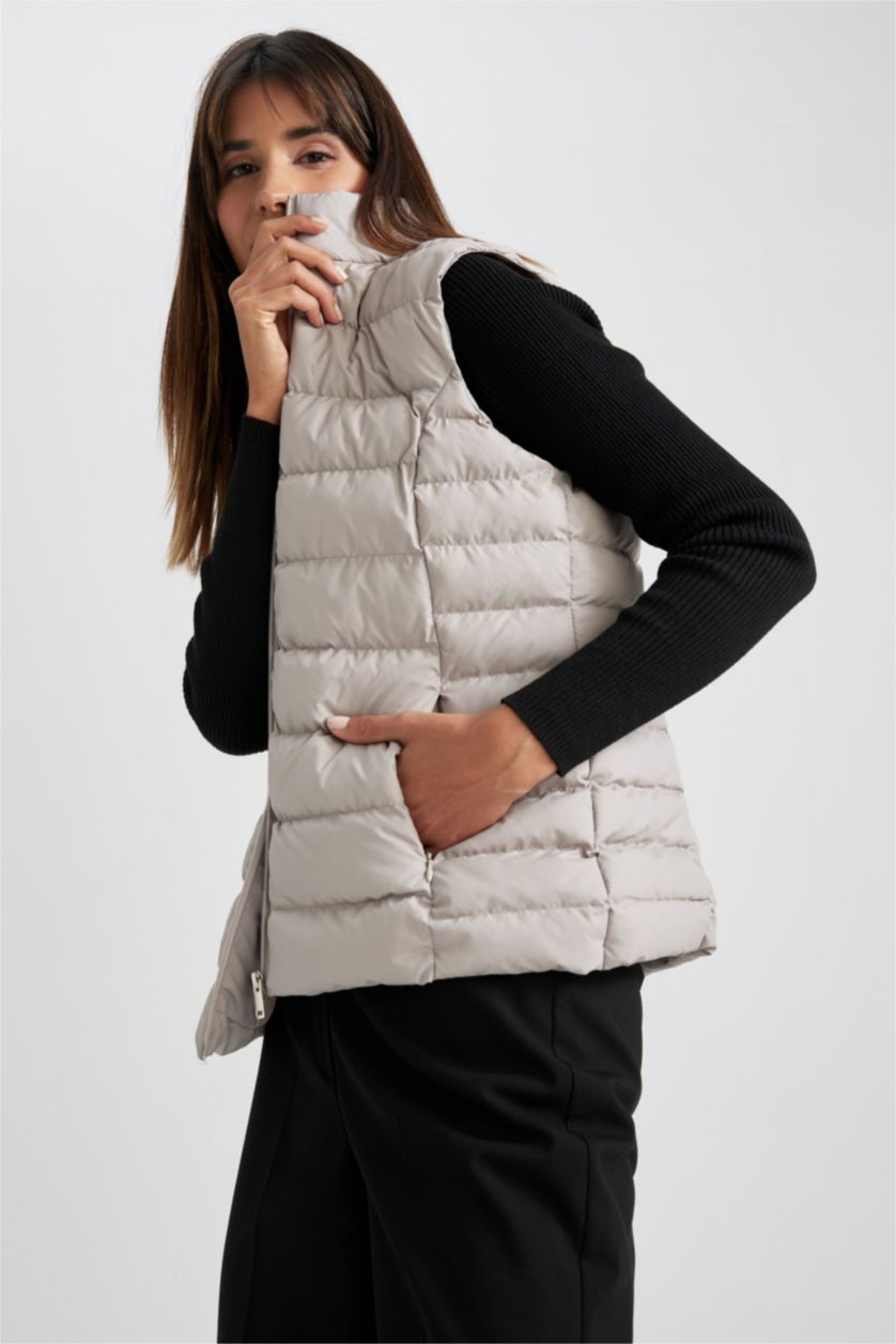FEMME Beige Gilet Coupe Régulière