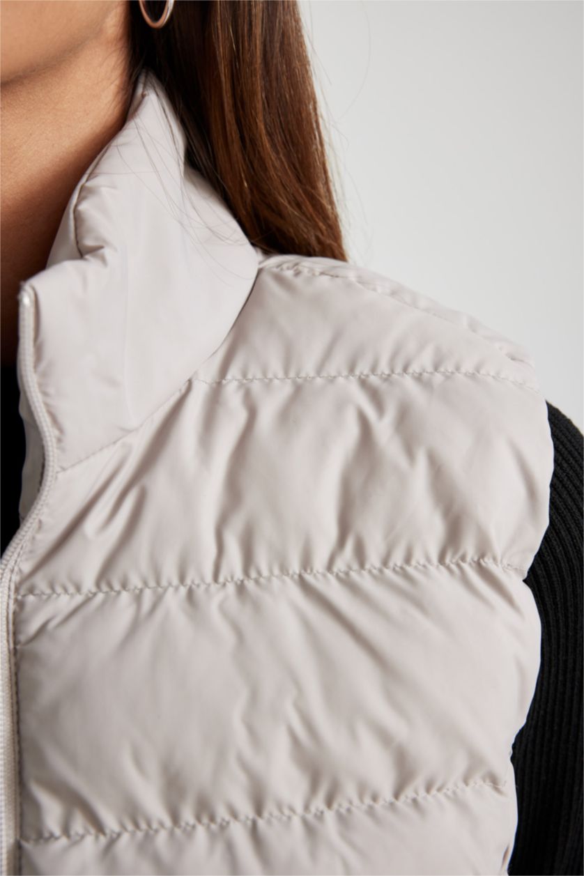 FEMME Beige Gilet Coupe Régulière