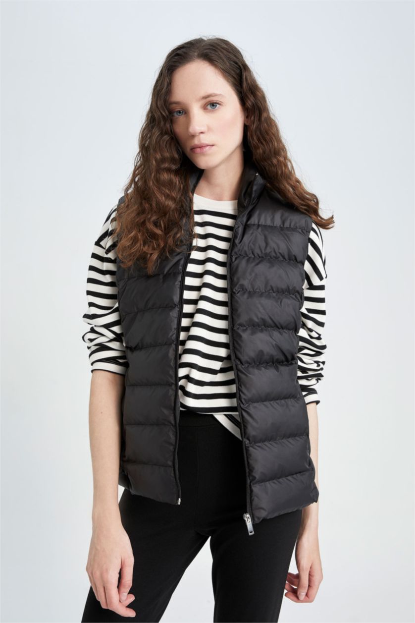 FEMME Noir Gilet Coupe Régulière