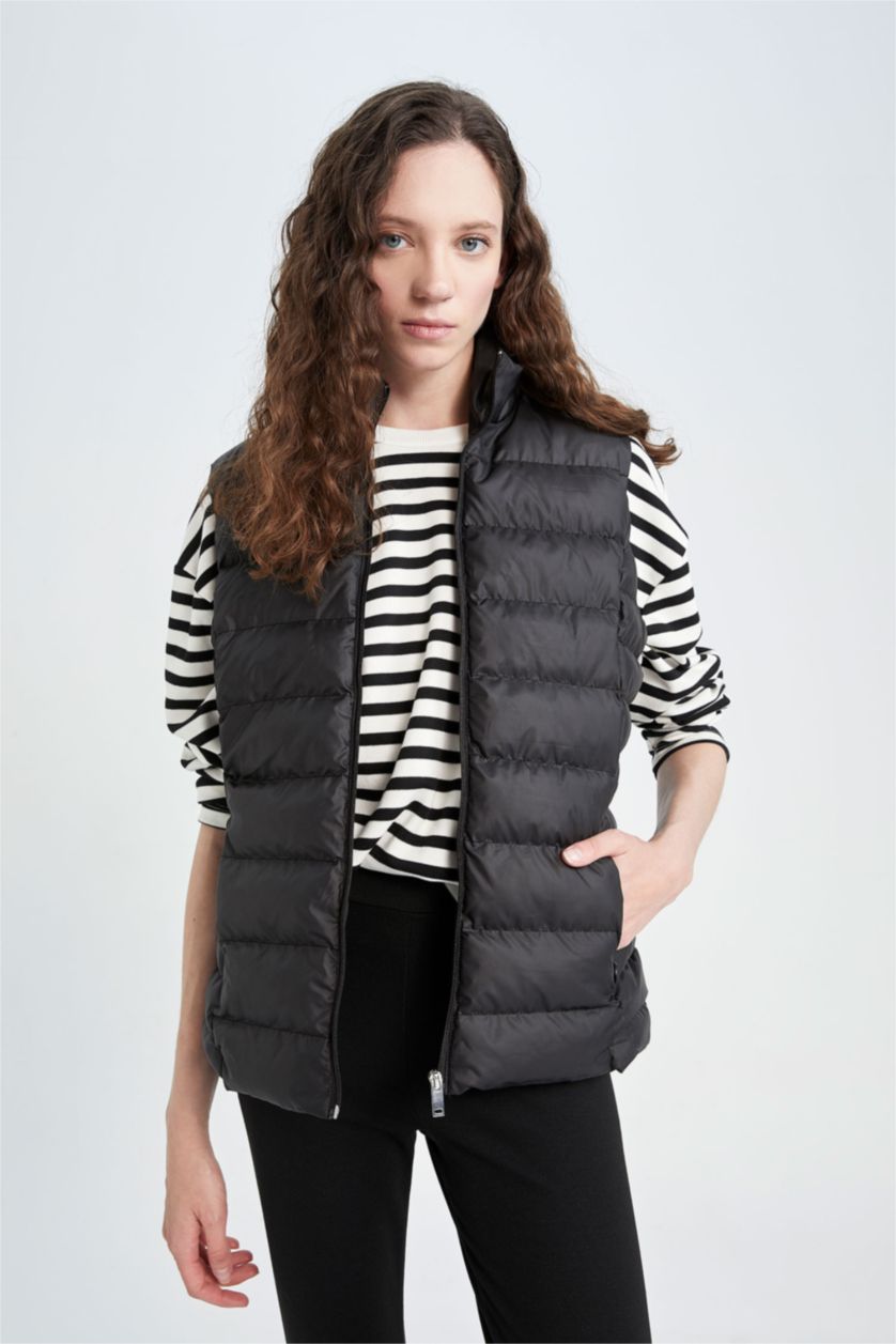 FEMME Noir Gilet Coupe Régulière
