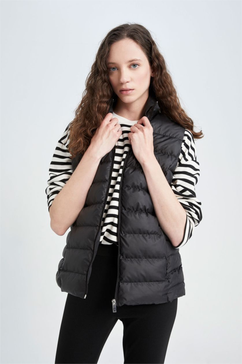 FEMME Noir Gilet Coupe Régulière