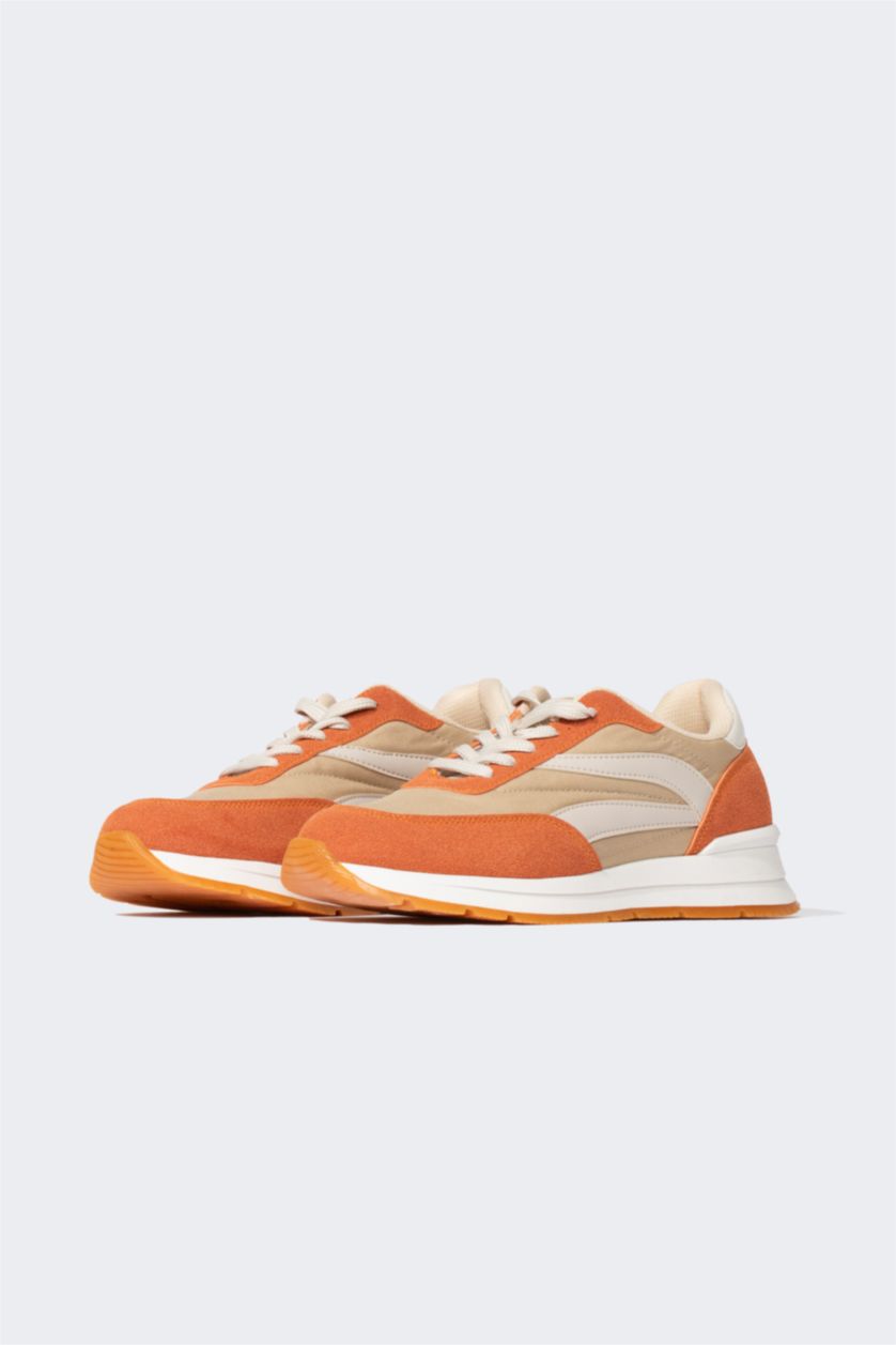 WOMAN Beige Woman Harley Quinn Ribbed Sole Faux Leather Sneakers