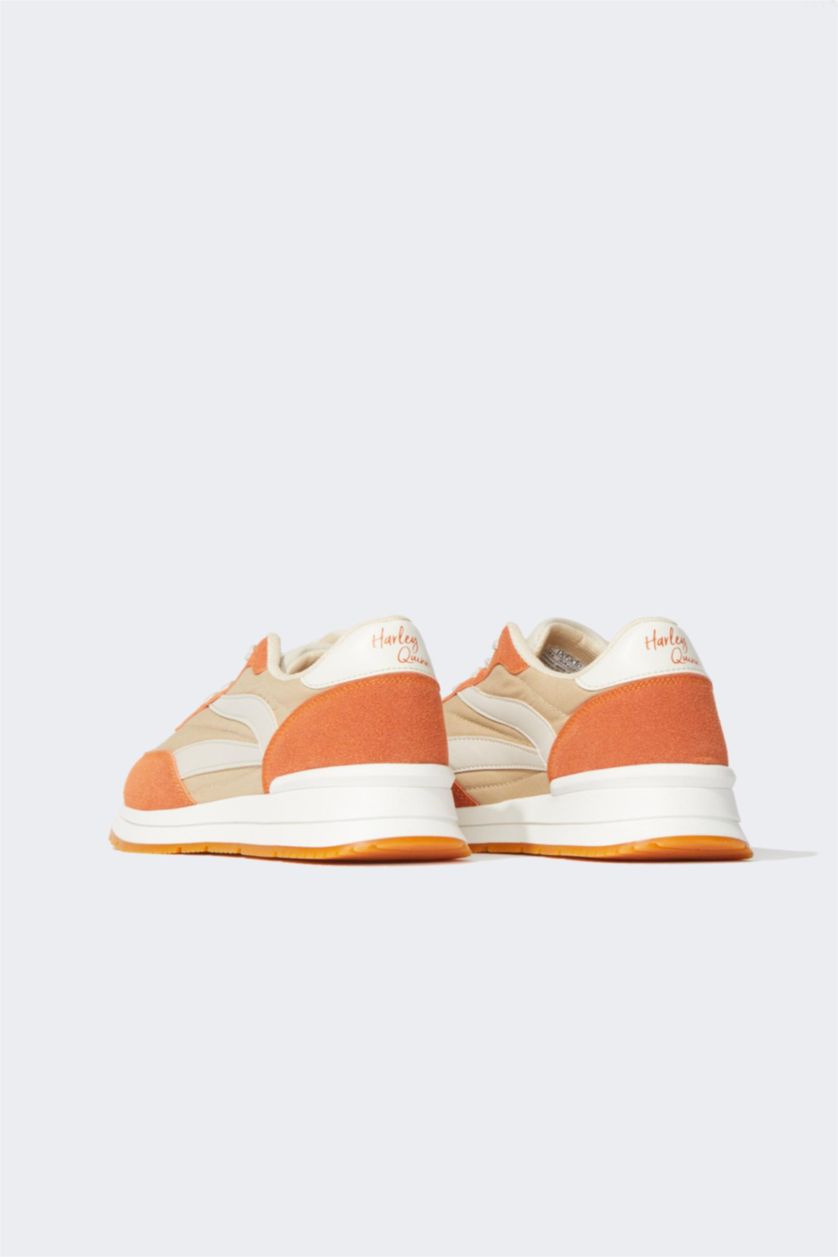 WOMAN Beige Woman Harley Quinn Ribbed Sole Faux Leather Sneakers