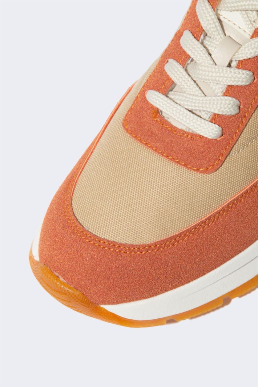 WOMAN Beige Woman Harley Quinn Ribbed Sole Faux Leather Sneakers