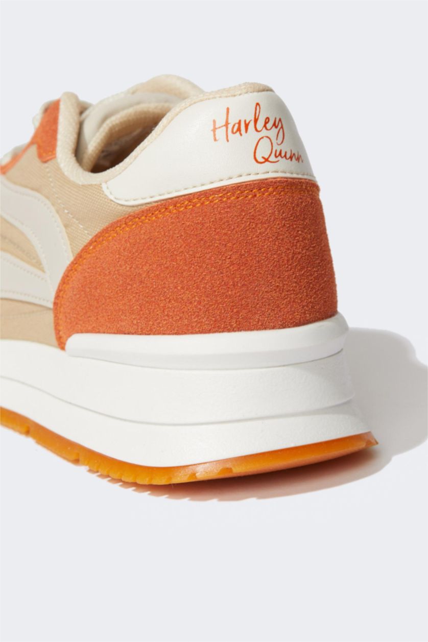 WOMAN Beige Woman Harley Quinn Ribbed Sole Faux Leather Sneakers