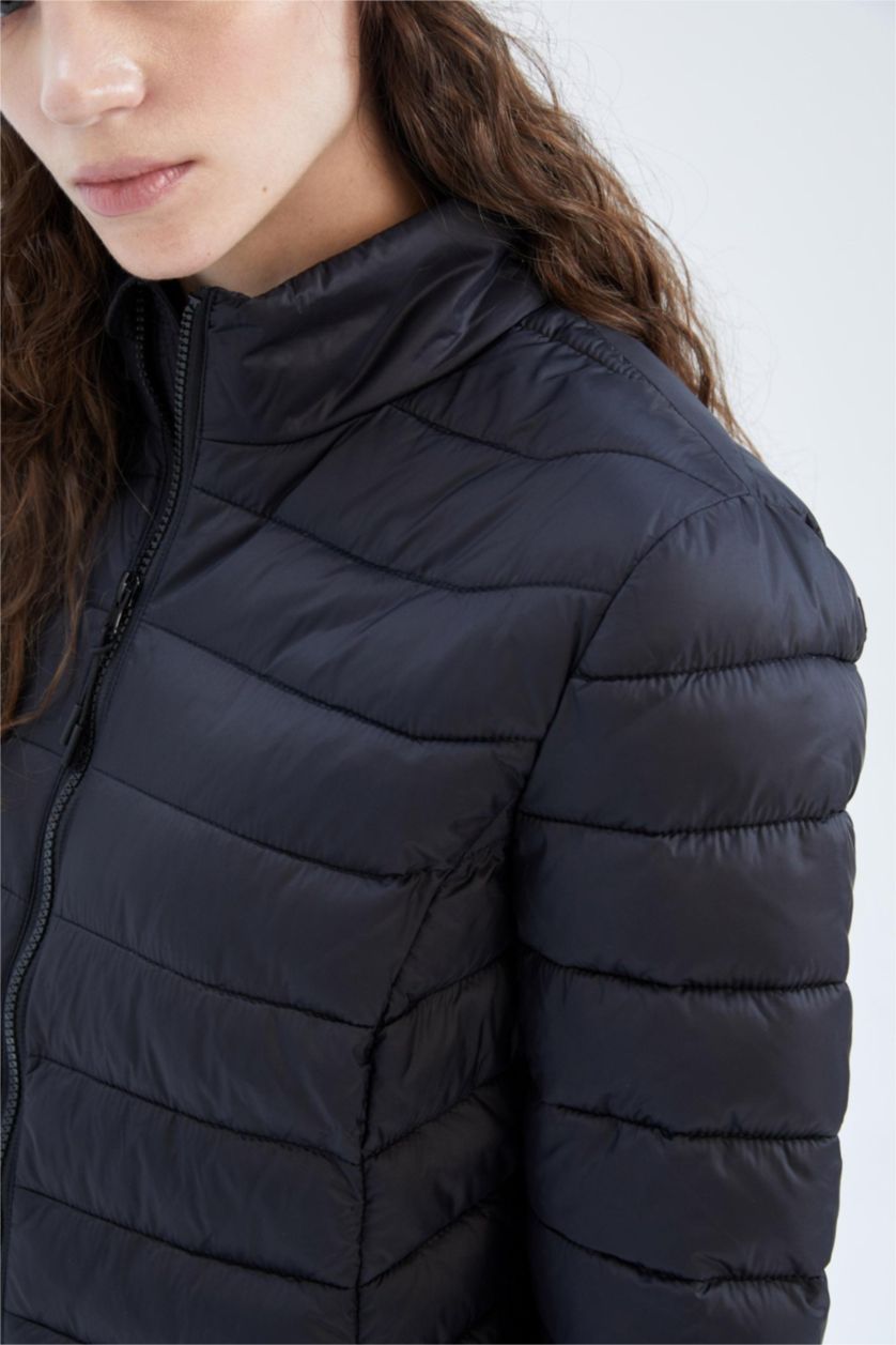 Woman Black Water Repellent Windproof Defacto Fit Slim Fit Jacket