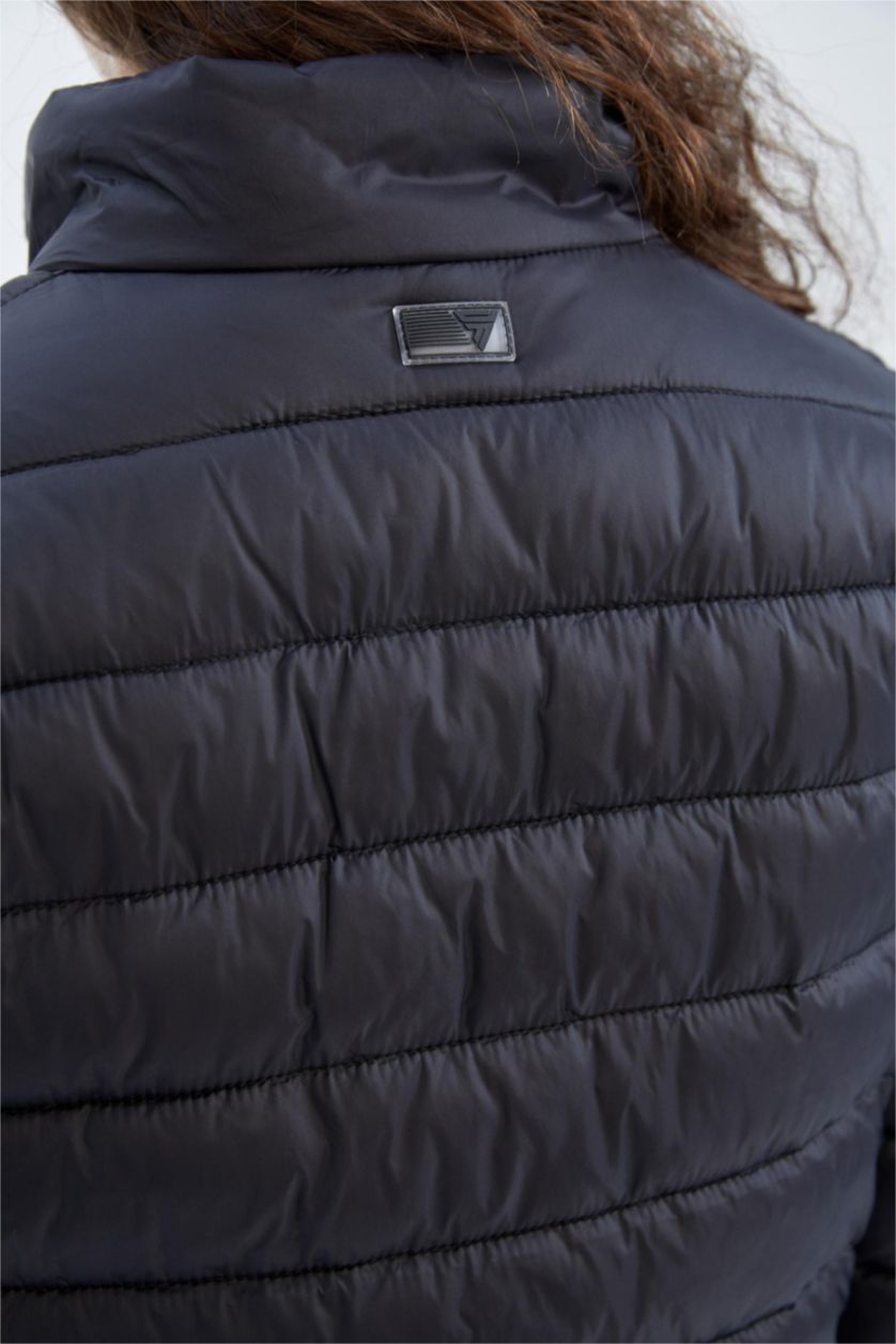 Woman Black Water Repellent Windproof Defacto Fit Slim Fit Jacket