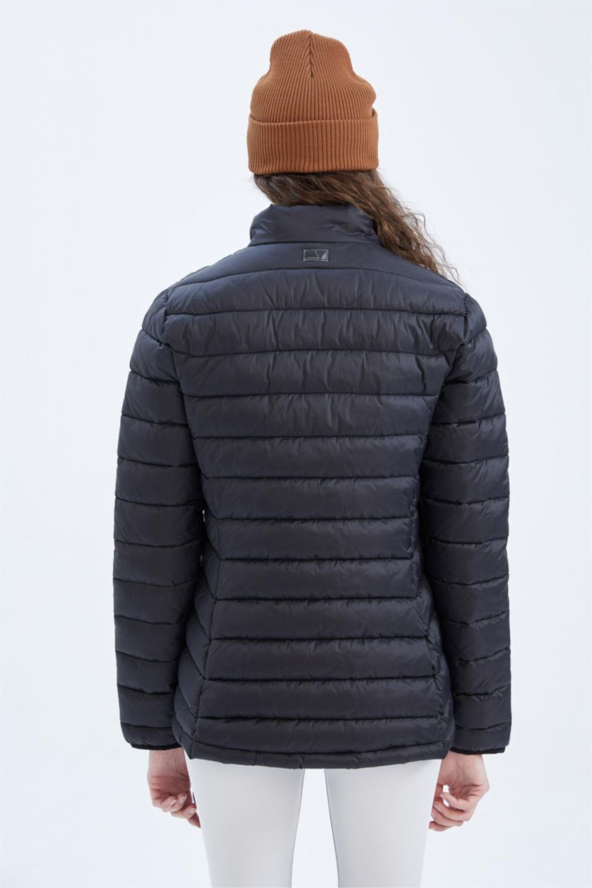 Woman Black Water Repellent Windproof Defacto Fit Slim Fit Jacket