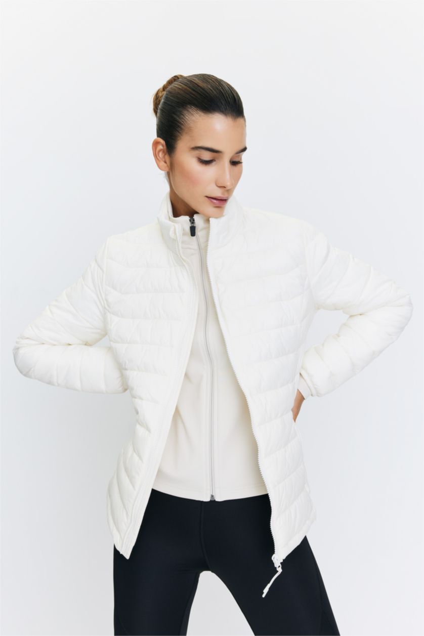 Woman Ecru DeFactoFit Waterproof Slim Fit Puffer Jacket