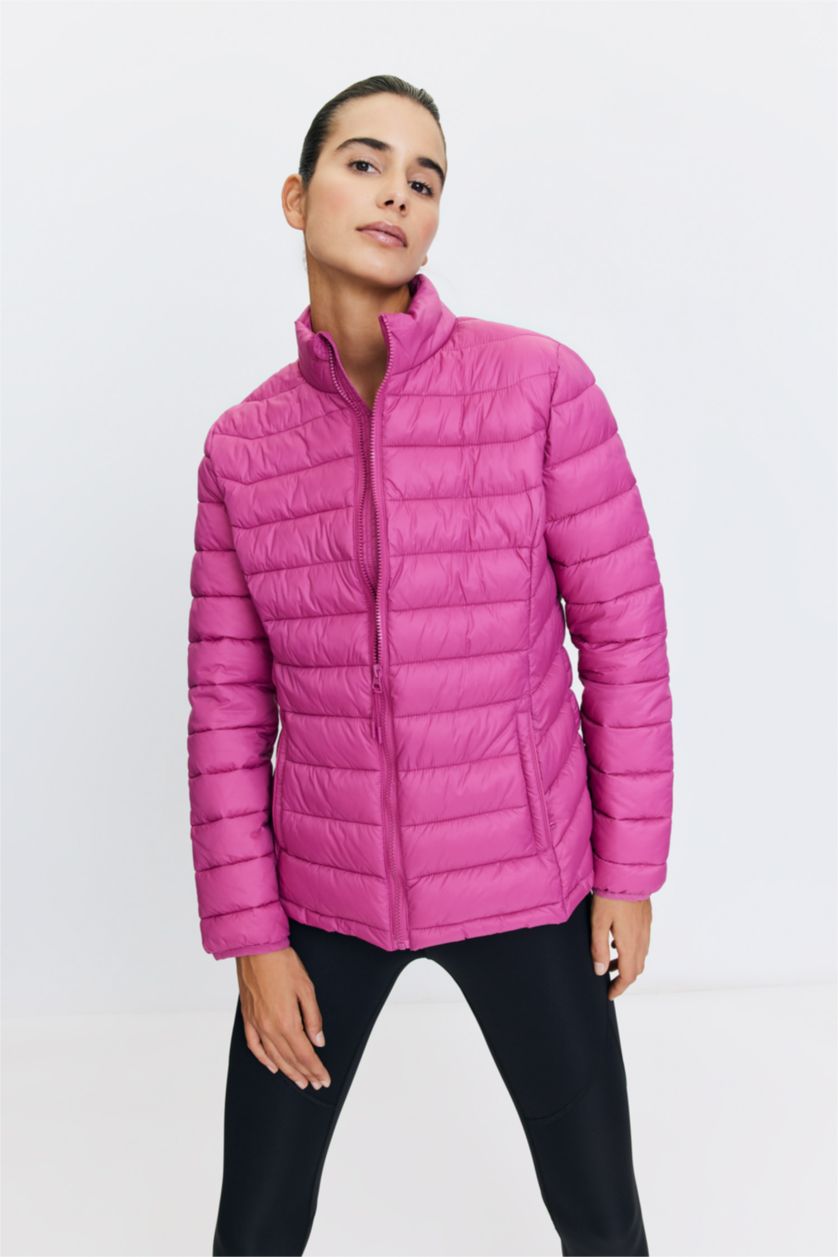 Kadın Fuşya Su İtici DeFactoFit Slim Fit Şişme Mont