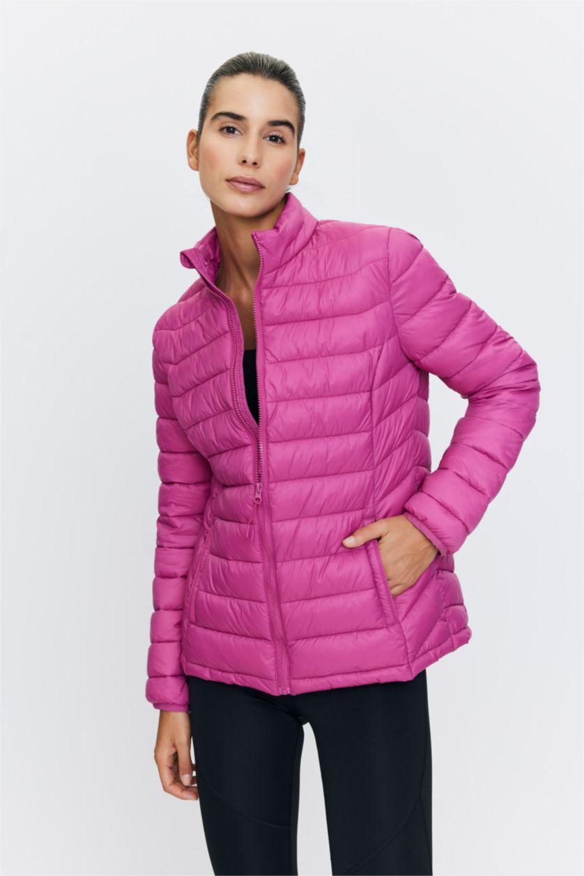 Kadın Fuşya Su İtici DeFactoFit Slim Fit Şişme Mont