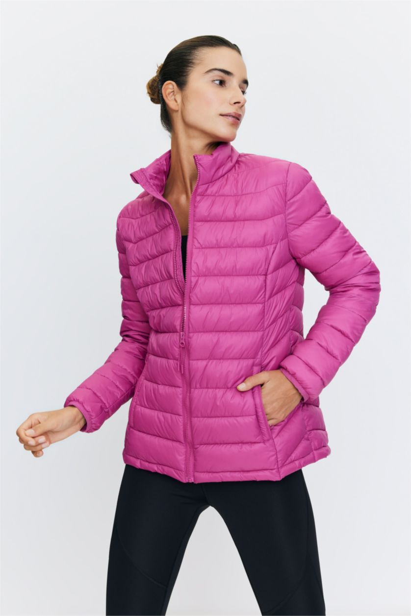 Kadın Fuşya Su İtici DeFactoFit Slim Fit Şişme Mont