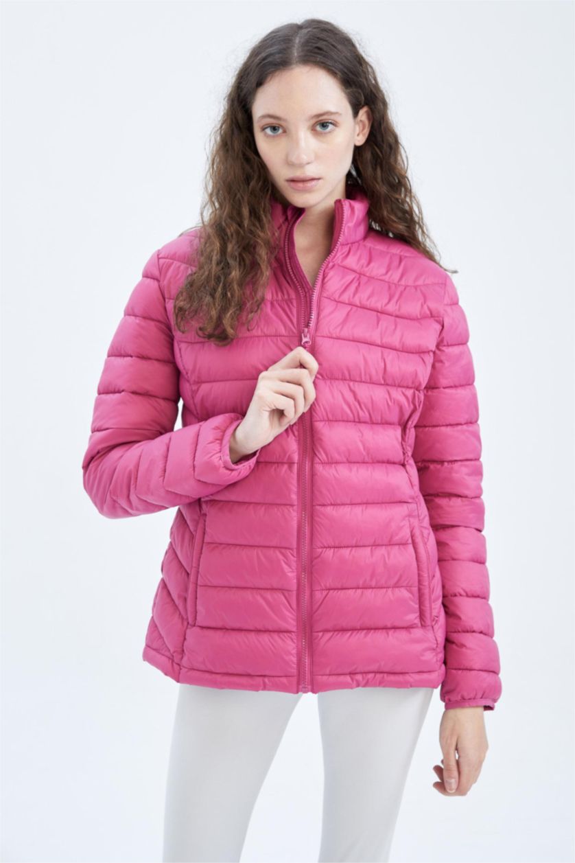 Kadın Fuşya Su İtici DeFactoFit Slim Fit Şişme Mont