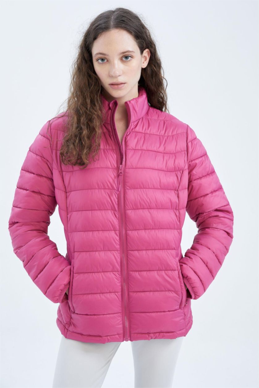 Kadın Fuşya Su İtici DeFactoFit Slim Fit Şişme Mont