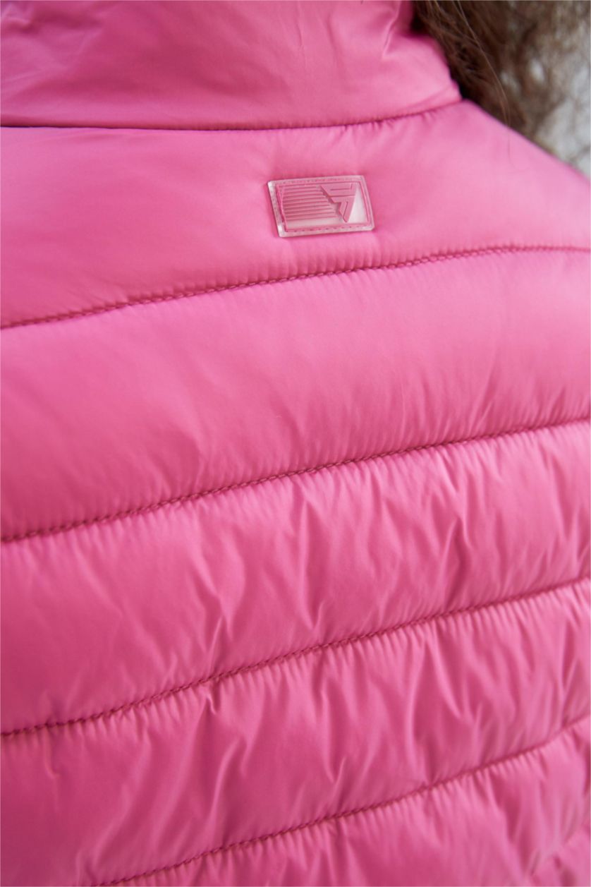 Kadın Fuşya Su İtici DeFactoFit Slim Fit Şişme Mont