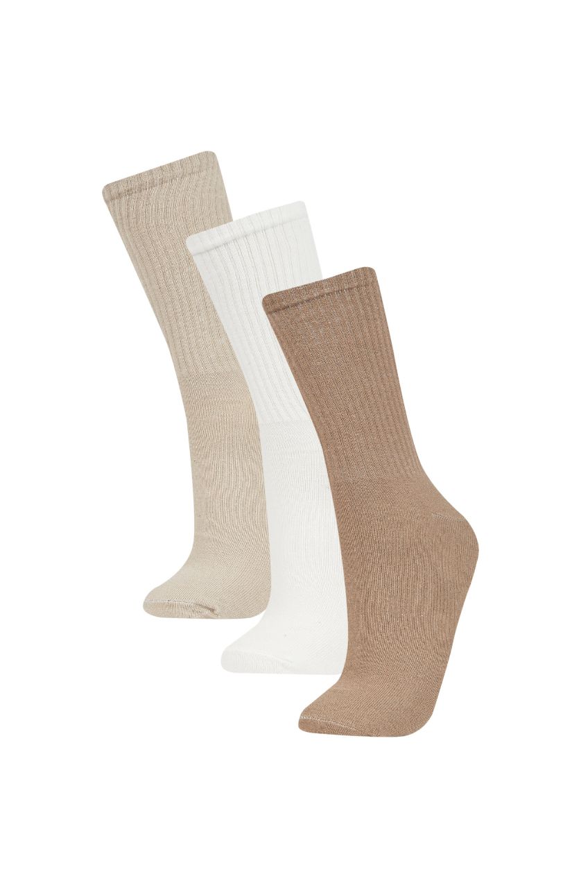 HOMME Beige Chaussettes Longues Coton 3 Homme
