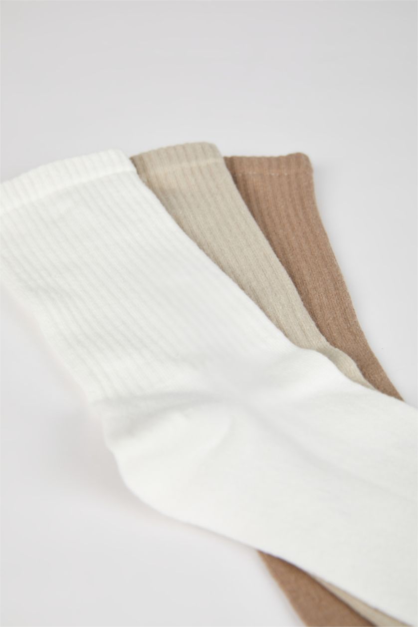 HOMME Beige Chaussettes Longues Coton 3 Homme