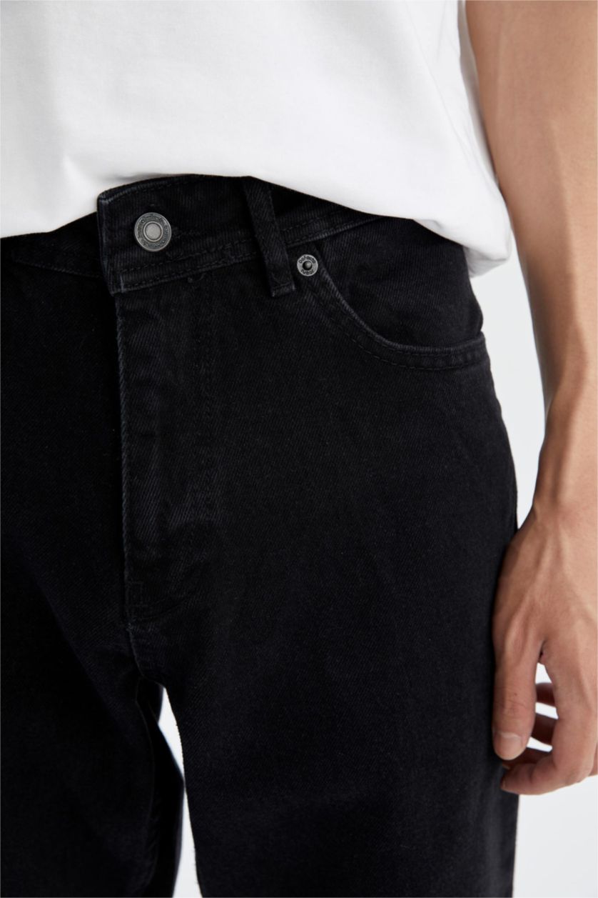 Erkek Siyah Regular Tapered Fıt Pantolon