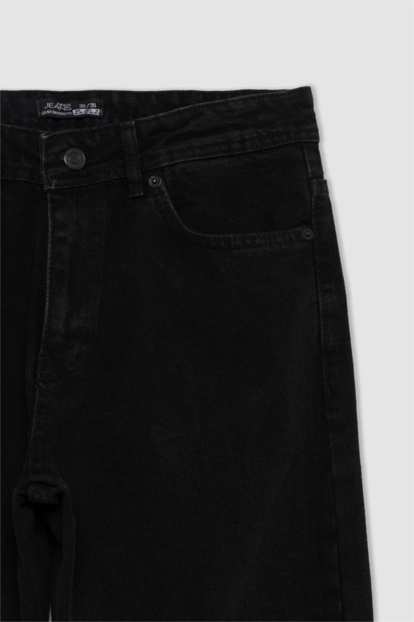Erkek Siyah Regular Tapered Fıt Pantolon