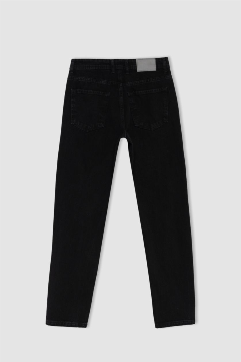 Erkek Siyah Regular Tapered Fıt Pantolon