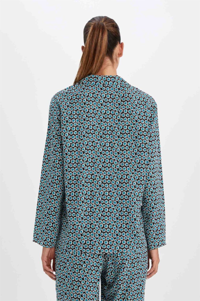 نساء أسود بلوزة قصة عادية بياقة قميص