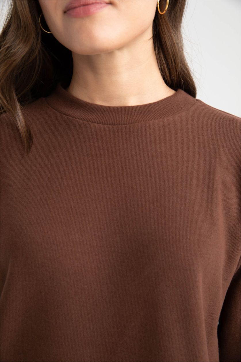 WOMAN Brown Regular Fit Thessaloniki Fabric Long Sleeve Tunic