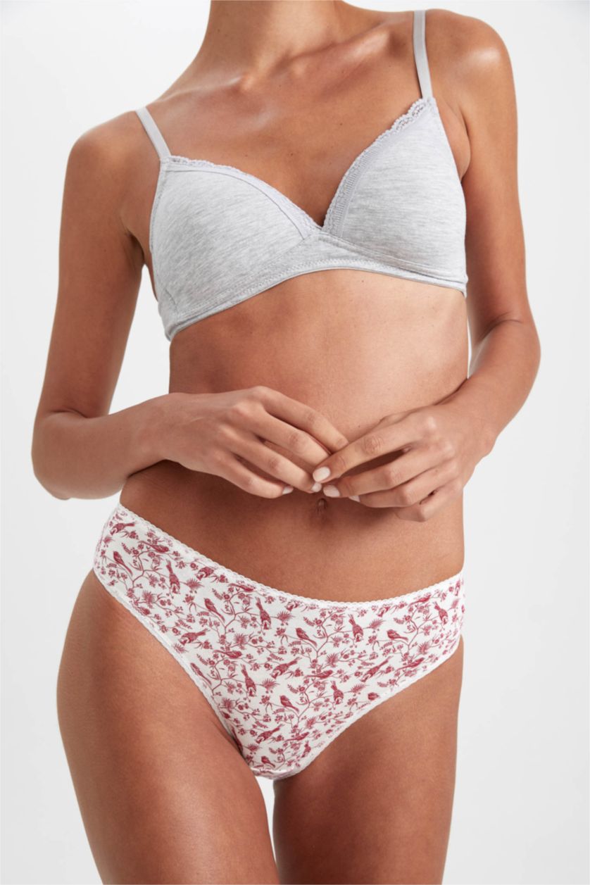 نساء خمري سراويل داخلية منقوشة من 3 قطع