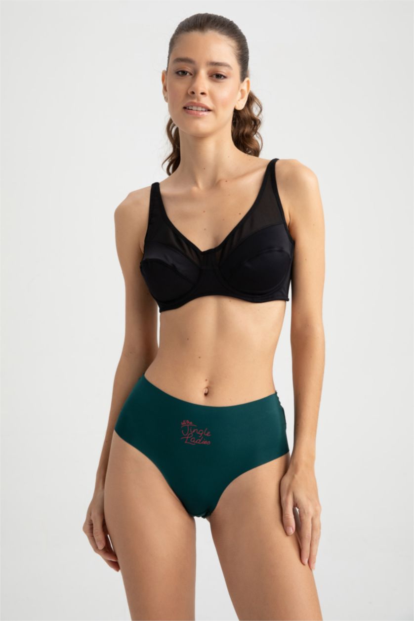 نساء أخضر غامق سروال داخلي من قماش الميكرو مطبوع بشعار من Fall In Love