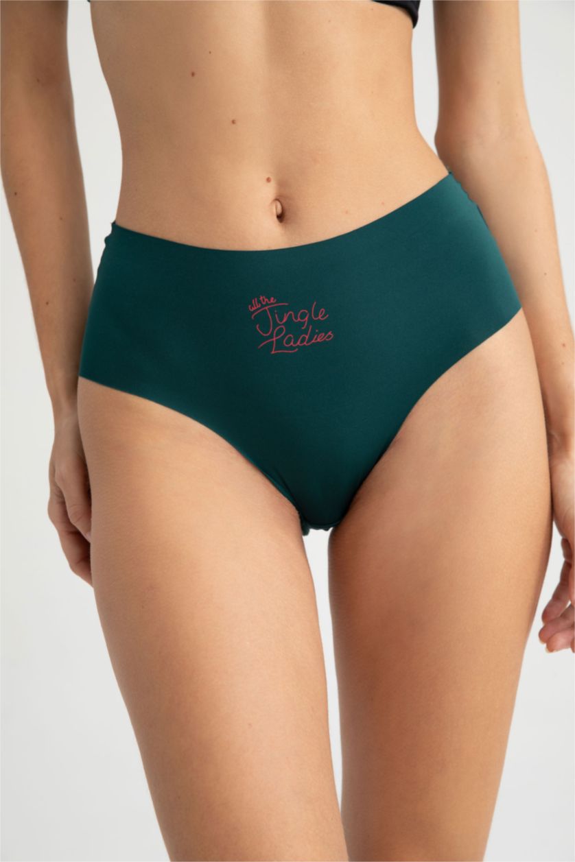 نساء أخضر غامق سروال داخلي من قماش الميكرو مطبوع بشعار من Fall In Love