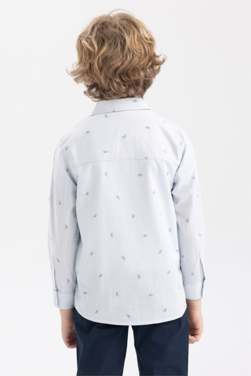 Boys & Teens Light Blue Boy Linen Look Long Sleeve Shirt